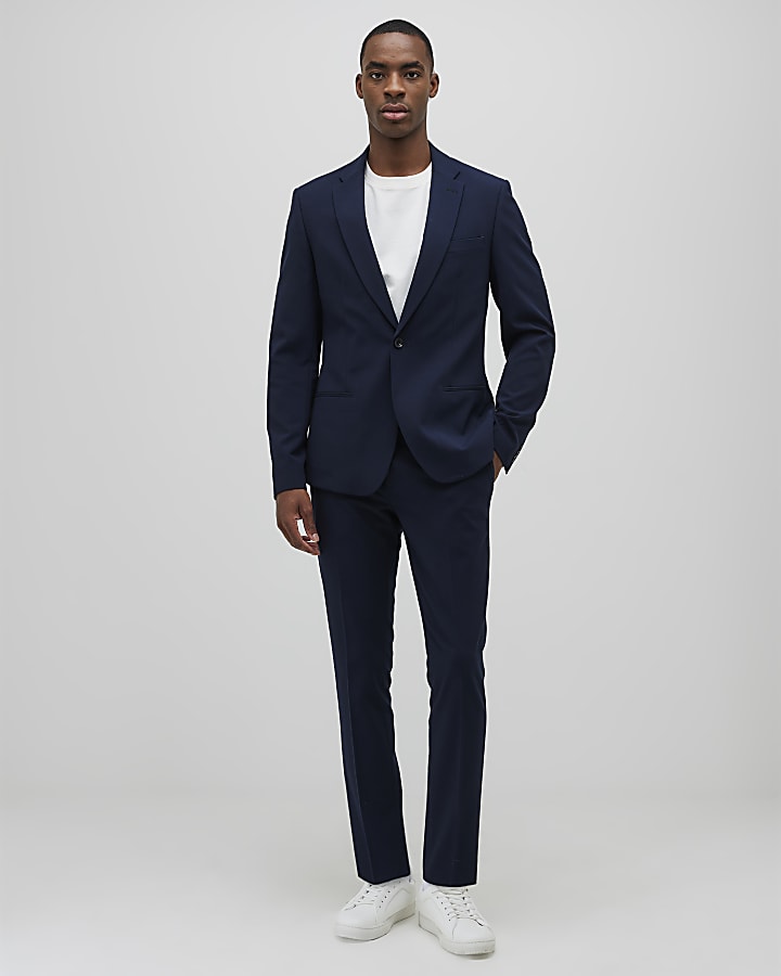 River Island Navy Skinny Fit Suit Jacket