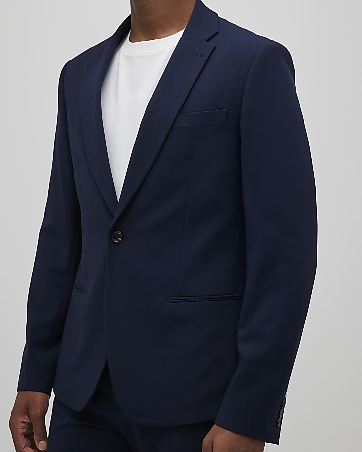 River Island Navy Skinny Fit Suit Jacket
