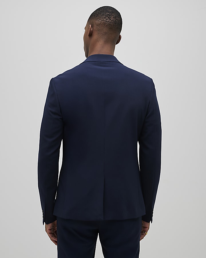 River Island Navy Skinny Fit Suit Jacket