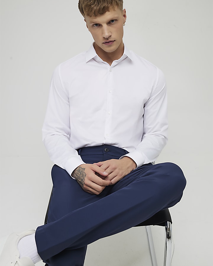 River Island Navy Skinny Fit Suit Trousers