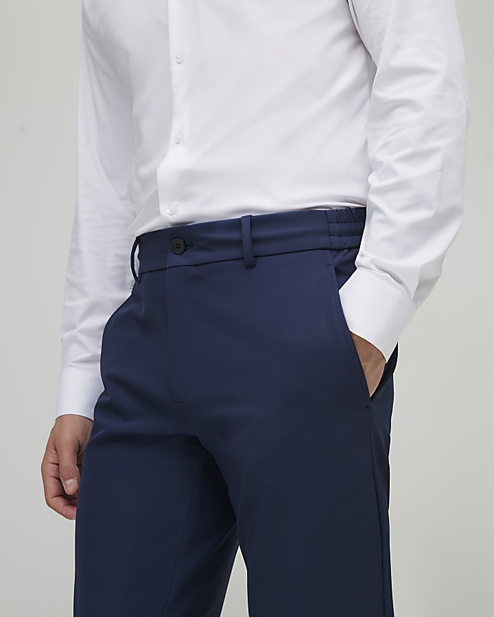 River Island Navy Skinny Fit Suit Trousers