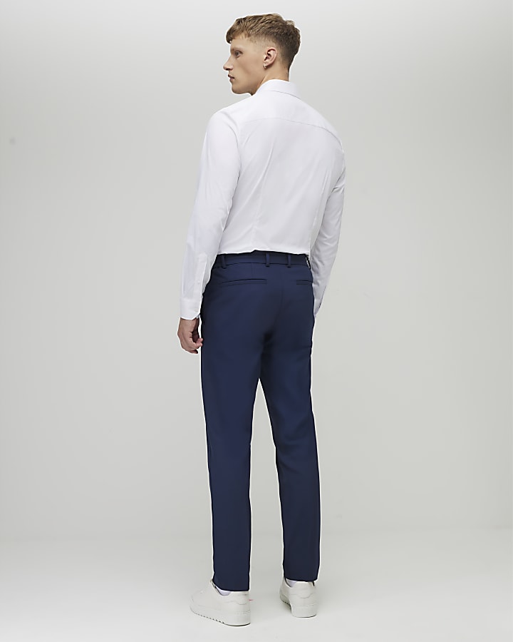 River Island Navy Skinny Fit Suit Trousers