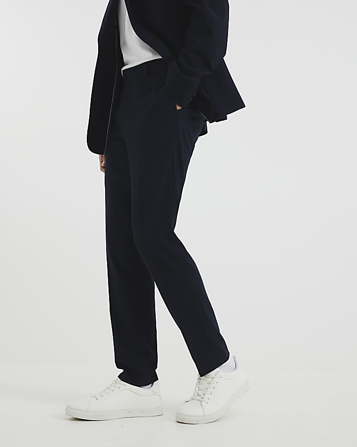 River Island Navy Skinny Fit Suit Trousers