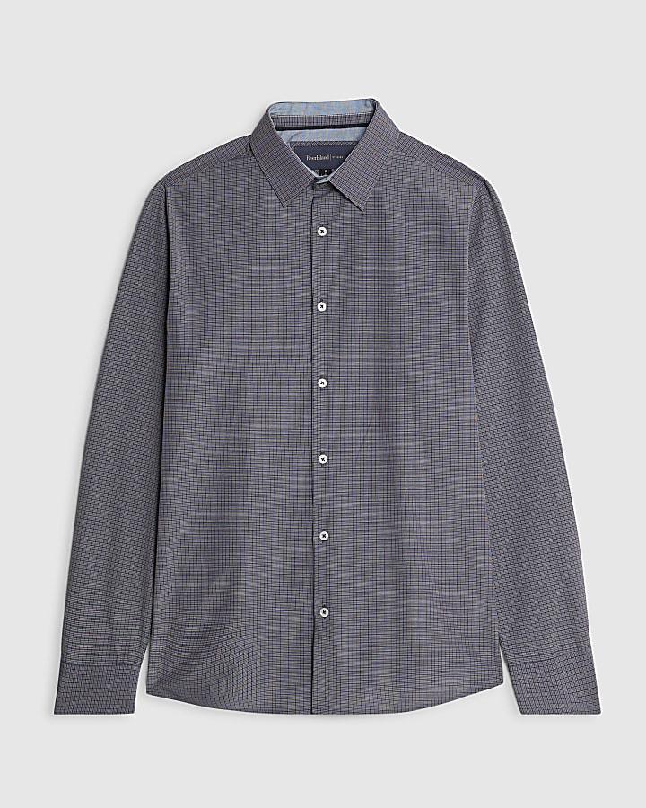 river island Navy Slim Fit Check Shirt