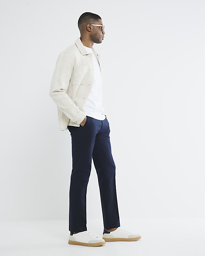 River Island Navy Slim Fit Chino Trousers