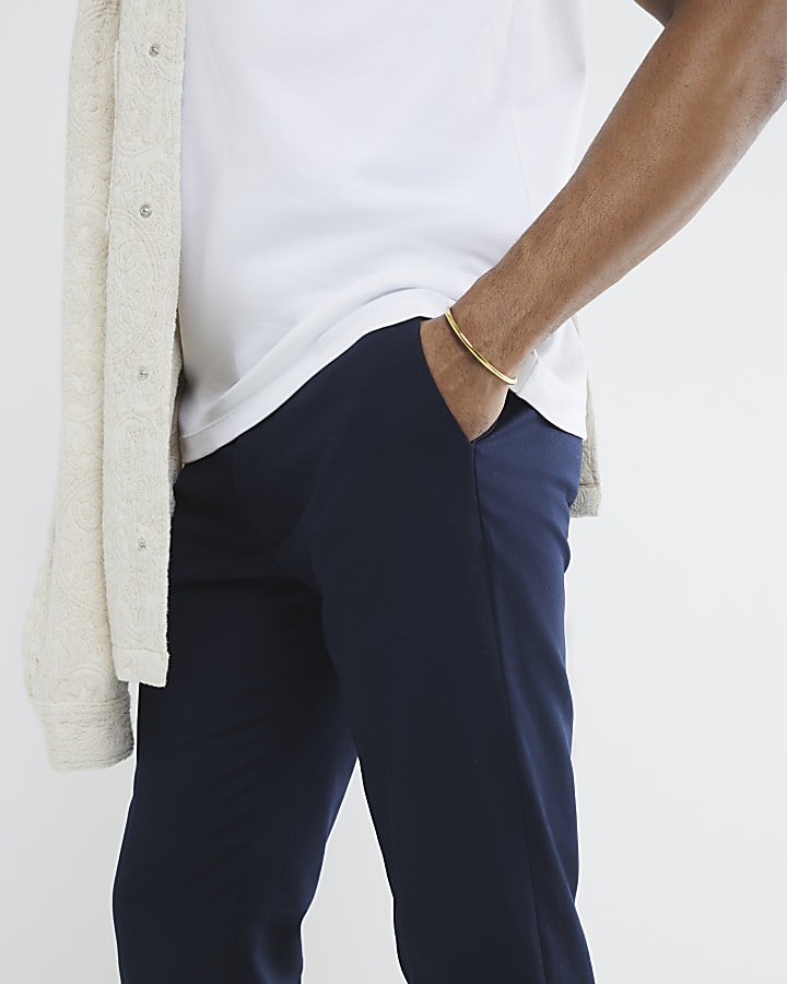 River Island Navy Slim Fit Chino Trousers