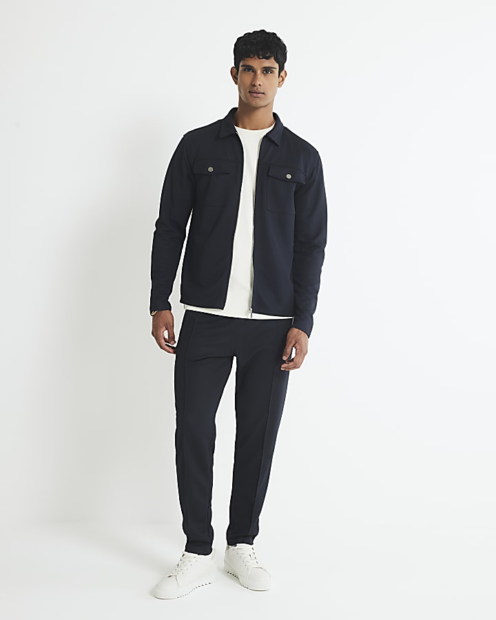 River Island Navy Slim Fit Double Pocket Overshirt
