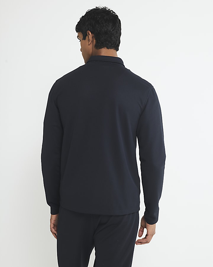 River Island Navy Slim Fit Double Pocket Overshirt