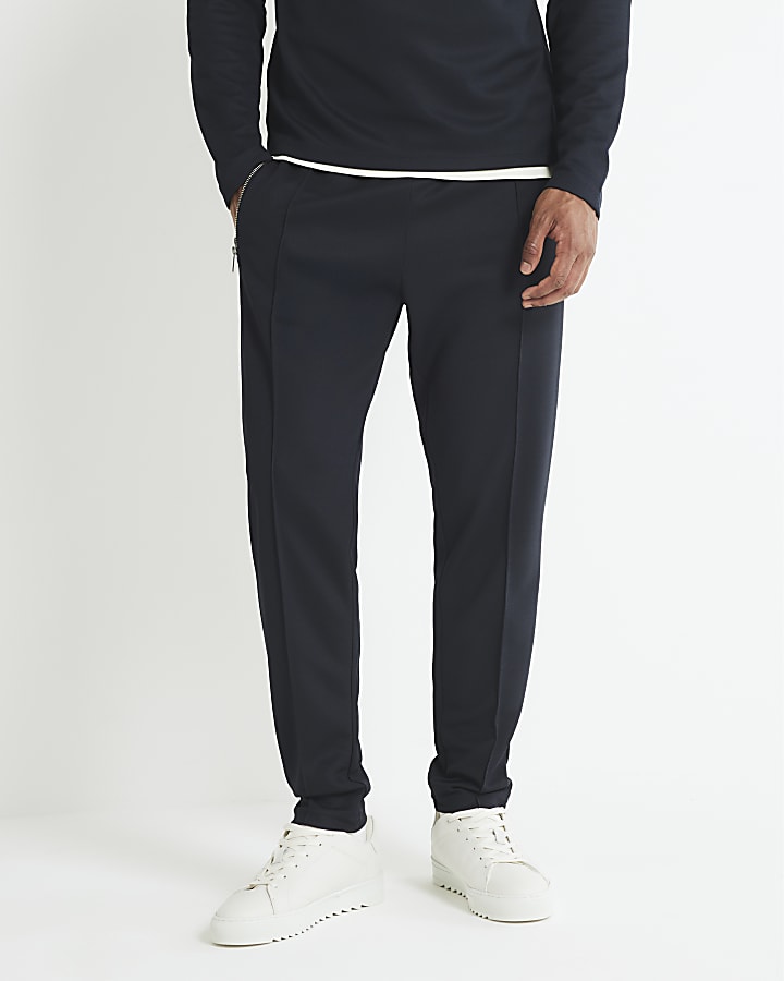 River Island Navy Slim Fit Pique Joggers