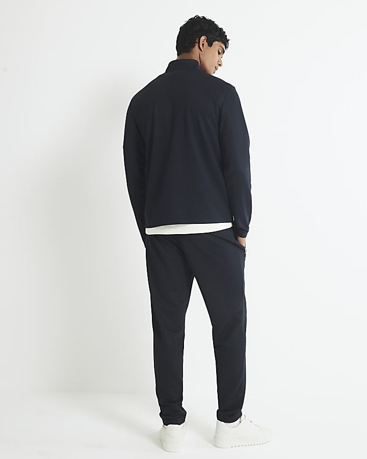 River Island Navy Slim Fit Pique Joggers