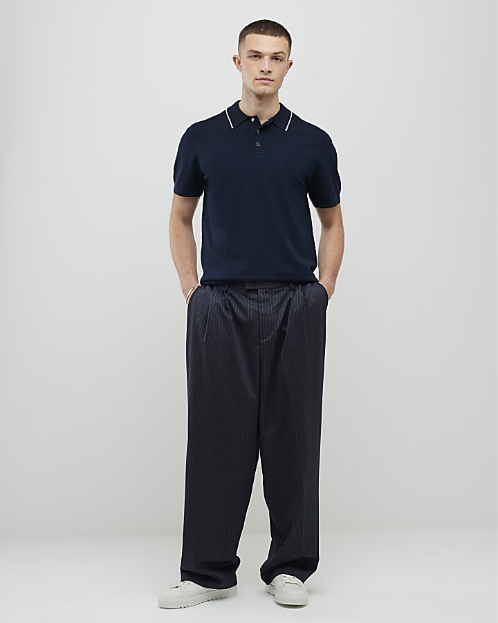 River Island Navy Slim Fit Polo Shirt