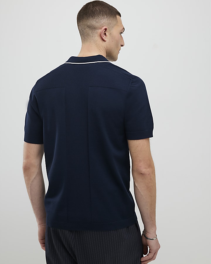River Island Navy Slim Fit Polo Shirt