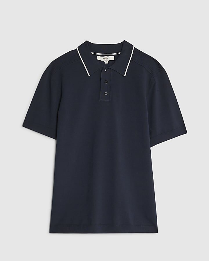 river island Navy Slim Fit Polo Shirt