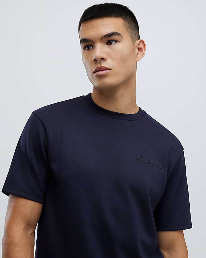 River Island Navy Slim Fit T-Shirt