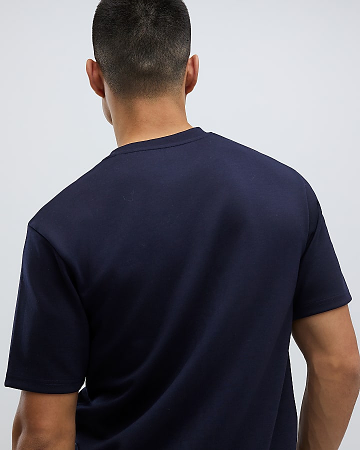 River Island Navy Slim Fit T-Shirt