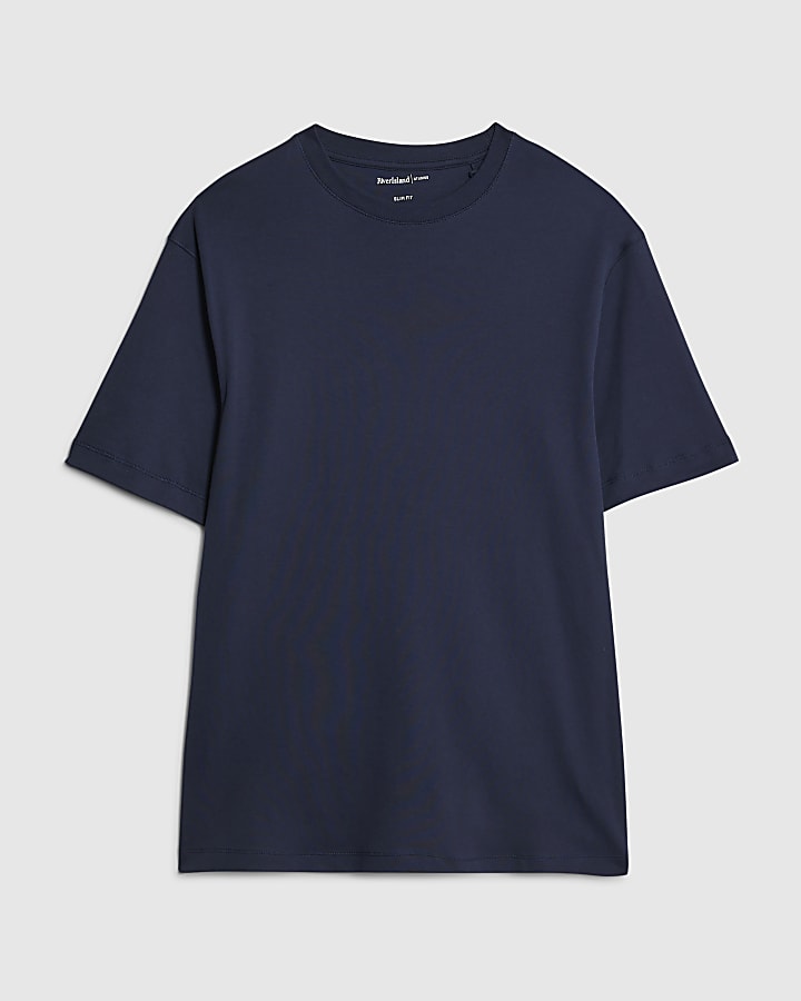 river island Navy Slim Fit T-Shirt
