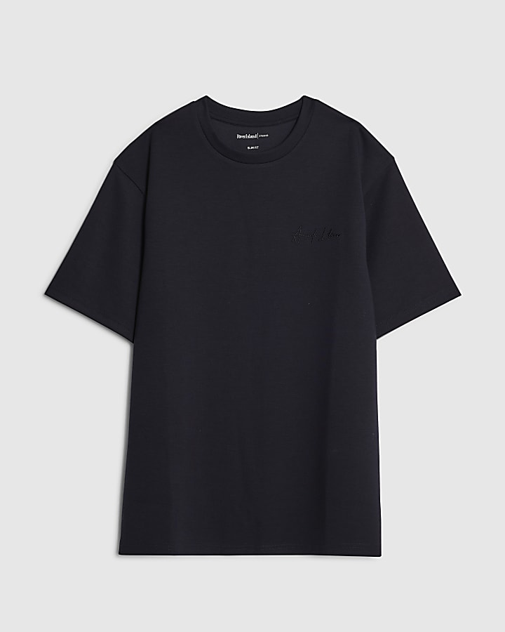 river island Navy Slim Fit T-Shirt