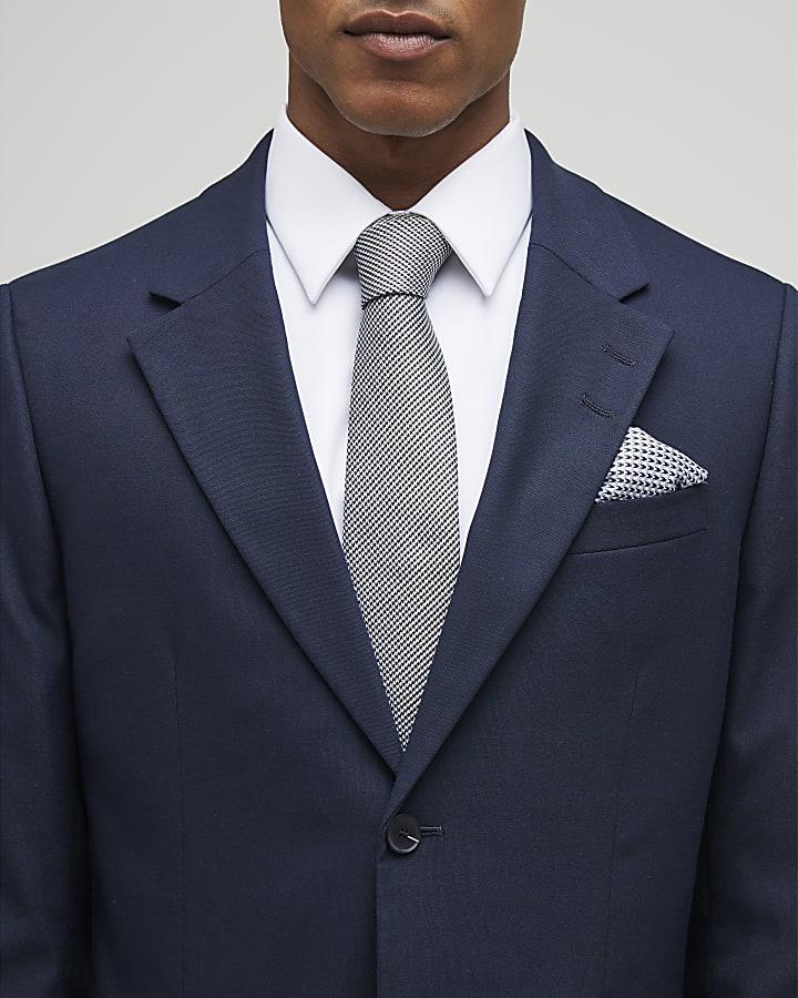 River Island Navy Stretch Slim Fit Suit Jacket