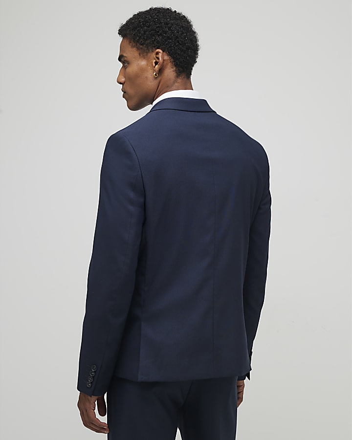 River Island Navy Stretch Slim Fit Suit Jacket