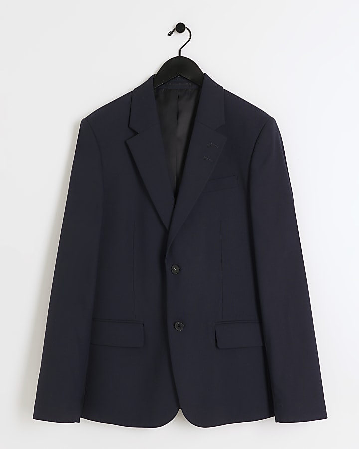 river island Navy Stretch Slim Fit Suit Jacket