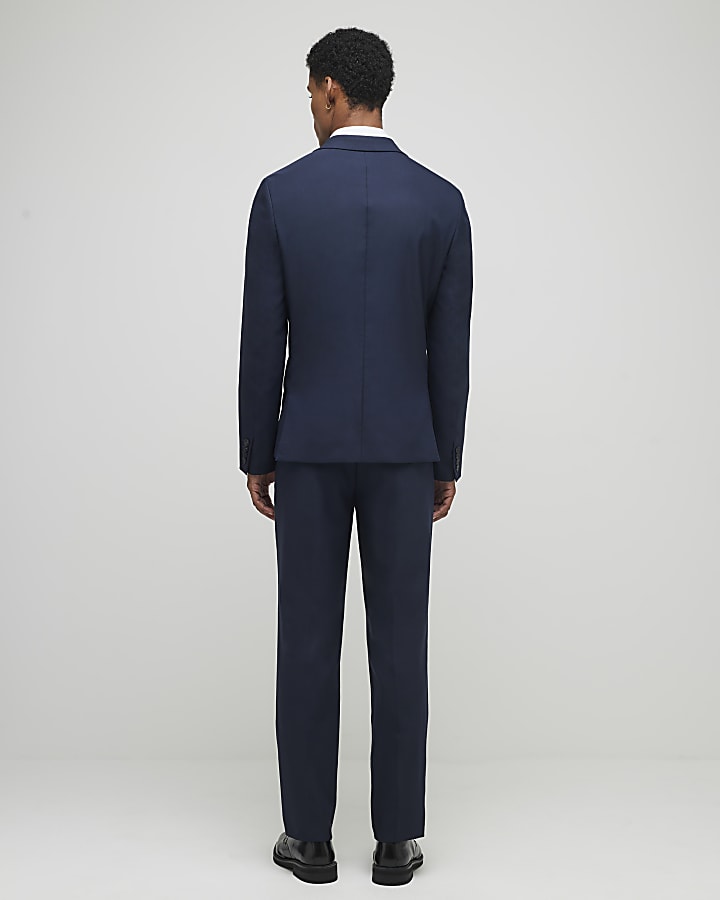 River Island Navy Stretch Slim Fit Suit Trousers