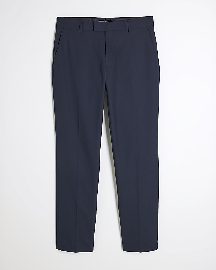 river island Navy Stretch Slim Fit Suit Trousers