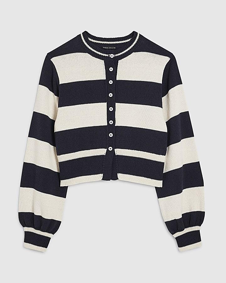 river island Navy Striped Cardigan