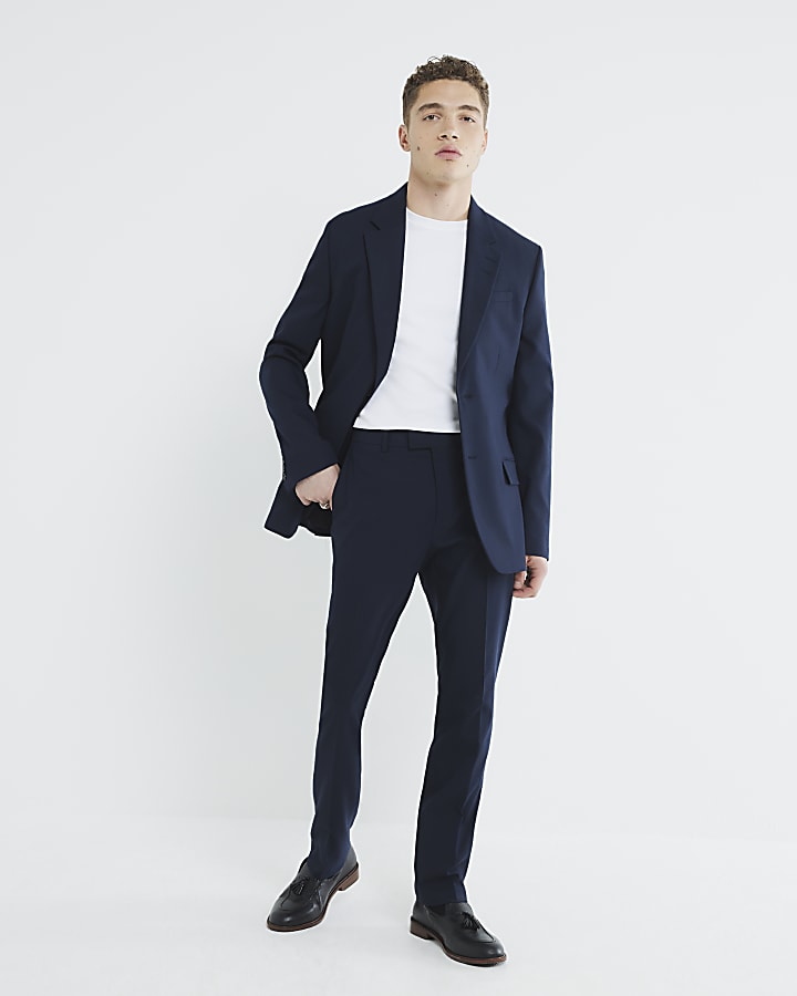 River Island Navy Tailored Suit Jacket