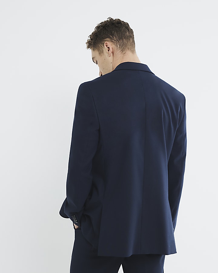 River Island Navy Tailored Suit Jacket