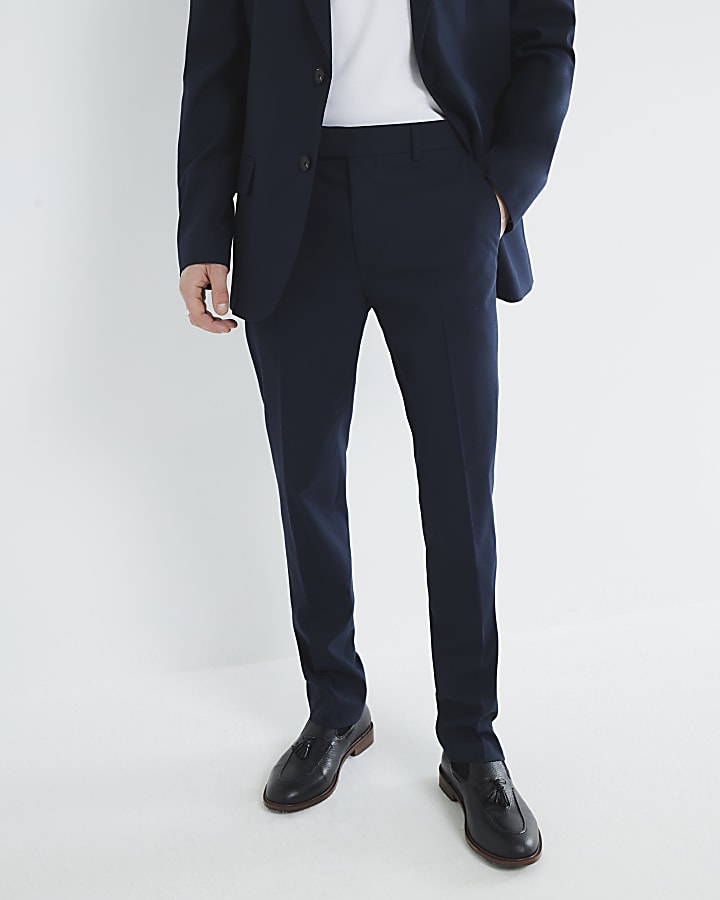 River Island Navy Tailored Suit Trousers