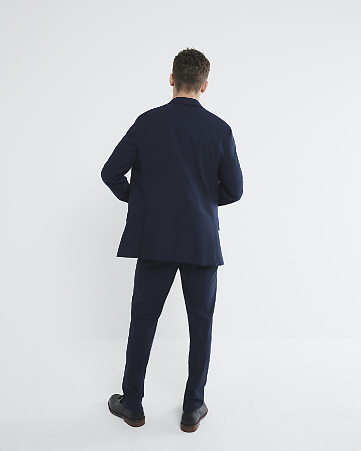 River Island Navy Tailored Suit Trousers
