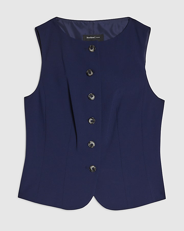 river island Navy Tailored Waistcoat