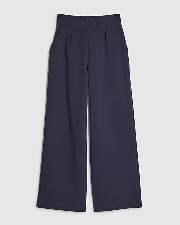 river island Navy Tailored Wide Leg Trousers