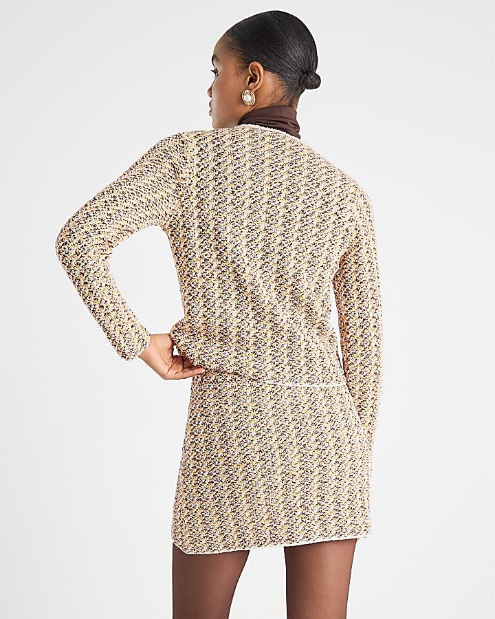 River Island Orange Boucle Mini Skirt