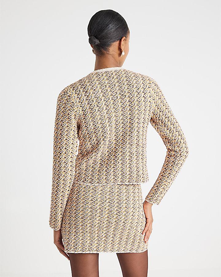 River Island Orange Boucle Twisted Cardigan