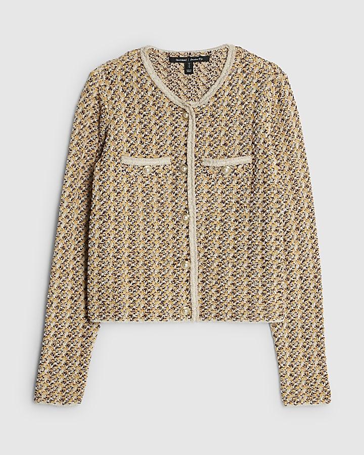 river island Orange Boucle Twisted Cardigan