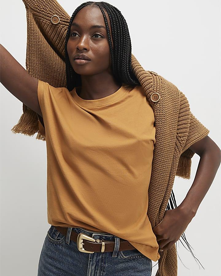 River Island Orange Grown On Sleeve T-Shirt