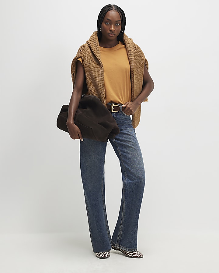 River Island Orange Grown On Sleeve T-Shirt