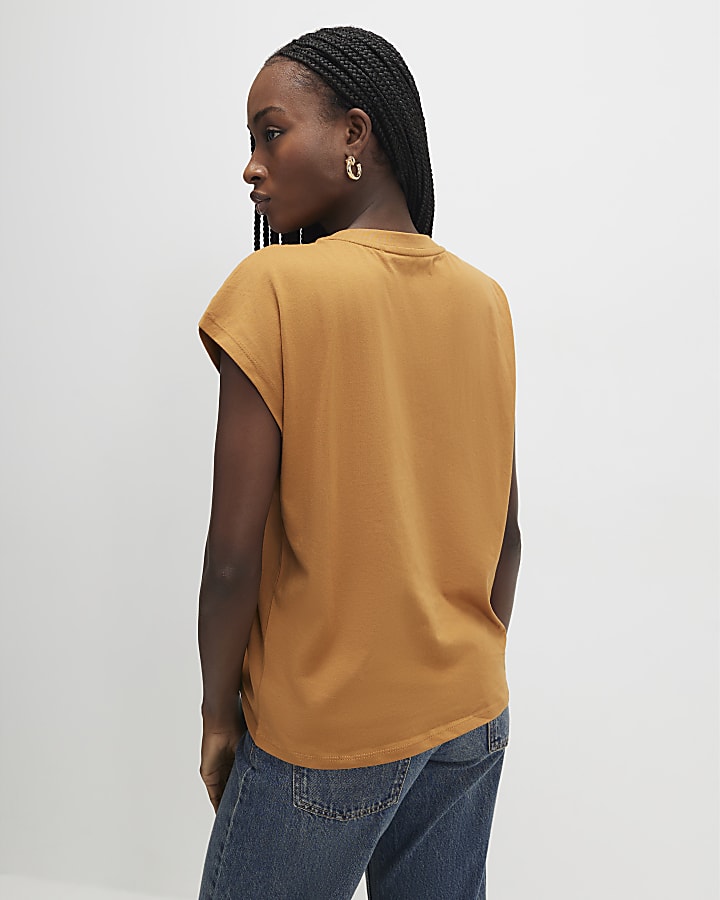 River Island Orange Grown On Sleeve T-Shirt