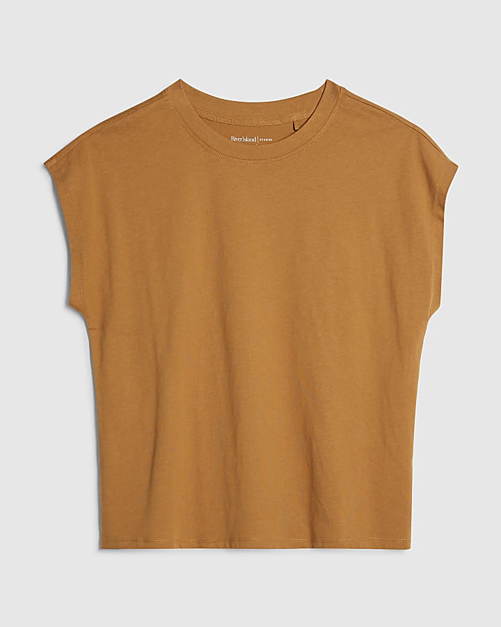 river island Orange Grown On Sleeve T-Shirt