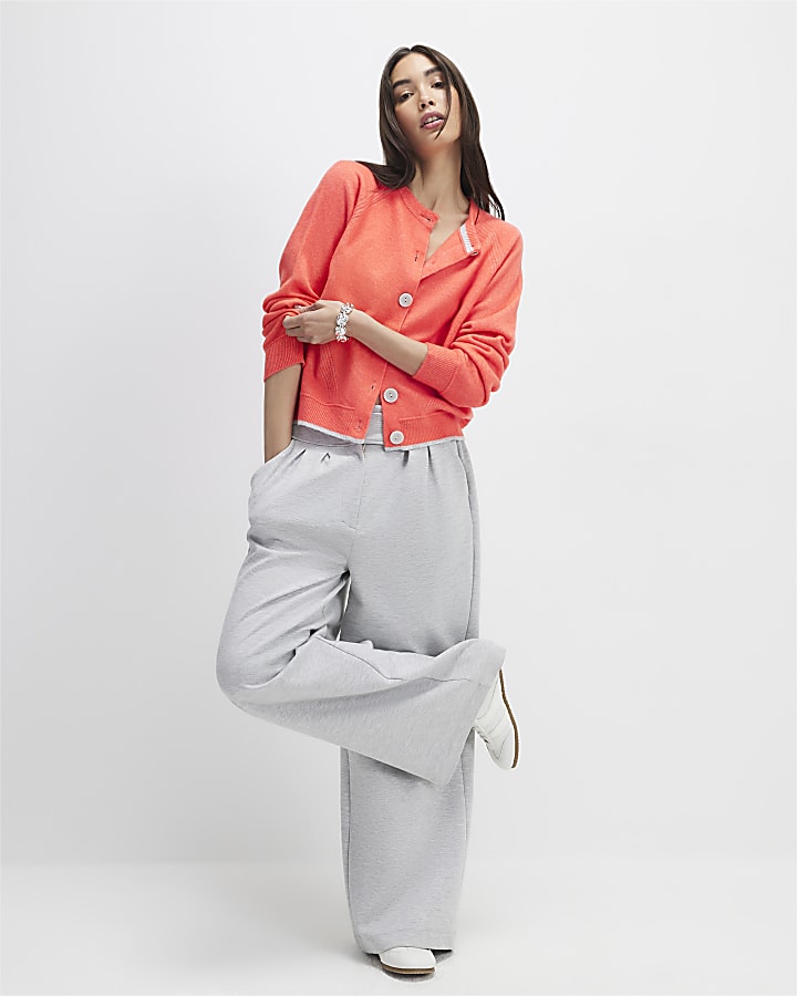 River Island Orange Knitted Long Sleeve Cardigan