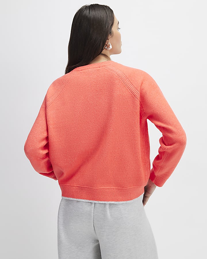 River Island Orange Knitted Long Sleeve Cardigan