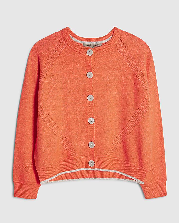 river island Orange Knitted Long Sleeve Cardigan
