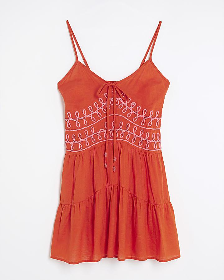 river island Orange Sleeveless Mini Beach Dress