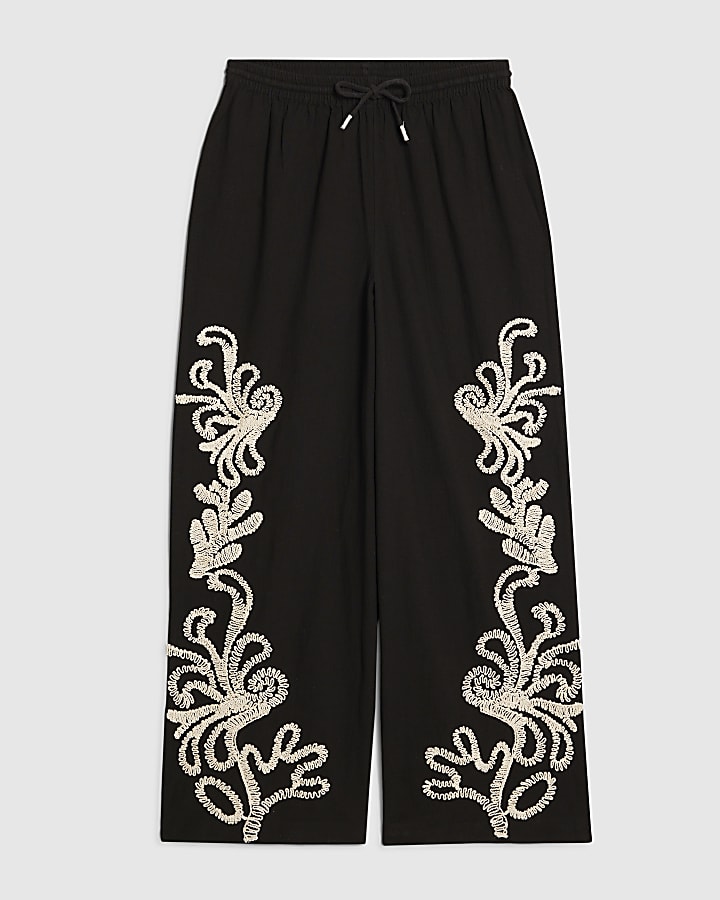 river island Petite Black Craft Stitch Trousers