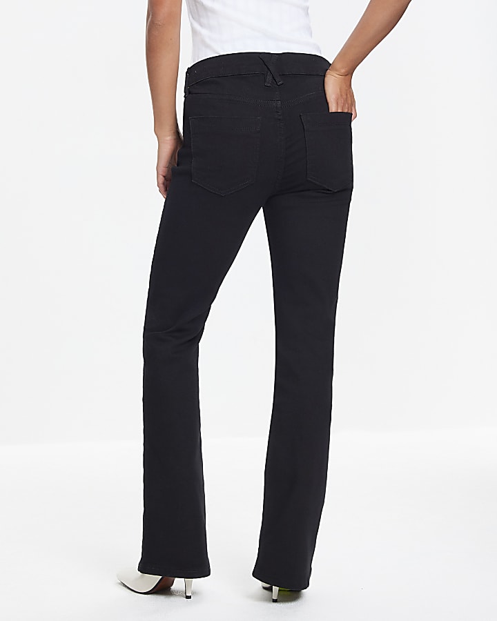 River Island Petite Black Mid Rise Flared Jeans