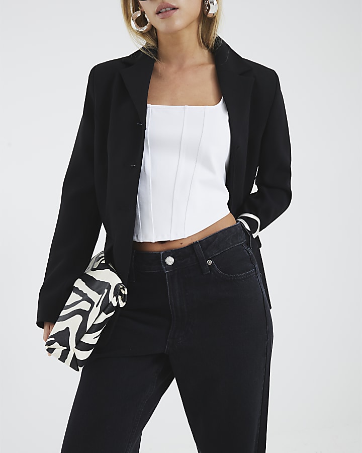 River Island Petite Black Relaxed Straight Jeans