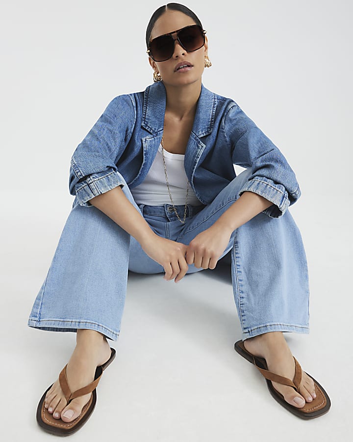 River Island Petite Blue Mid Rise Bootcut Jeans