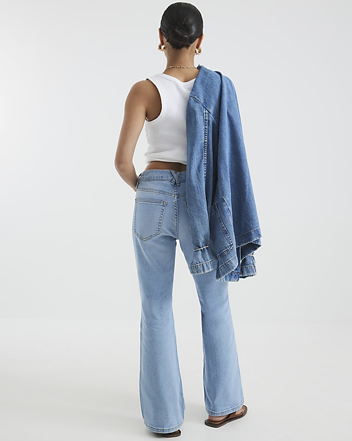 River Island Petite Blue Mid Rise Bootcut Jeans
