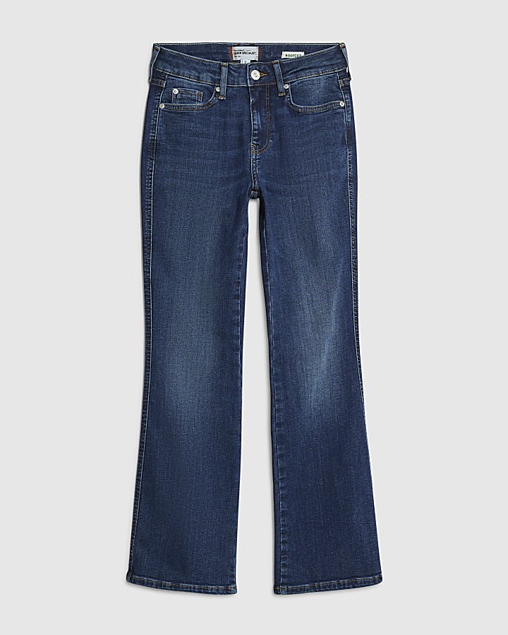 river island Petite Blue Mid Rise Flared Jeans